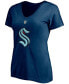 Фото #3 товара Women's Philipp Grubauer Deep Sea Blue Seattle Kraken Authentic Stack Name and Number V-Neck T-shirt