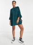 ASOS DESIGN batwing sleeve smock mini dress in bottle green