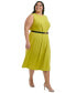 ფოტო #4 პროდუქტის Plus Size Belted Sleeveless Midi Dress