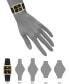 Women's Three Hand Quartz Square Black Polyurethane Faux Leather Band Watch, 21mm