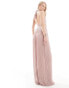 TFNC Tall Bridesmaid chiffon halter neck pleated jumpsuit in soft pink Sanftrosa, DE 38 - фото #3