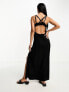 Фото #2 товара ASOS DESIGN linen cupped maxi slip sundress with cut out back in black