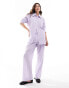 Mango oversized stripe co-ord shirt in lilac