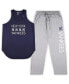ფოტო #1 პროდუქტის Women's Navy, Heather Gray New York Yankees Plus Size Meter Tank Top and Pants Sleep Set