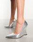 Public Desire Betty angular heeled shoes in silver metallic