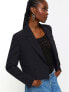 River Island crop double breasted blazer in black