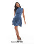 Фото #1 товара ASOS DESIGN Petite cowl neck hitched hem cupro mini dress in slate blue