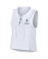 ფოტო #2 პროდუქტის Women's White Los Angeles Dodgers Lace-Up Tank Top