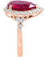 ფოტო #3 პროდუქტის EFFY® Lab Grown Ruby (7-1/8 ct. t.w) & Lab Grown Diamond (1 ct. t.w.) Halo Ring in 14k Rose Gold