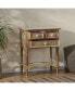 Фото #2 товара Handcrafted Boho Side Table One-of-a-Kind Artisan Design, Mango Wood, Oriental Motifs, 3 Drawers, Storage Shelf