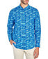 ფოტო #1 პროდუქტის Men's Moisture-Wicking Abstract leaf-Print Button-Down Mandarin Shirt