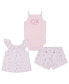 ფოტო #1 პროდუქტის Baby Girls Ribbed Bodysuit, Slub Jersey Floral Print Tank and Shorts, 3 Piece Set