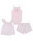 Baby Girls Ribbed Bodysuit, Slub Jersey Floral Print Tank and Shorts, 3 Piece Set