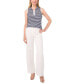 ფოტო #3 პროდუქტის Women's Striped Sleeveless Collared Top