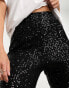 4th & Reckless sequin split hem leggings in black