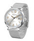 Sunray White Dial with Silver Tone Steel and Silver Tone Steel Mesh Watch 44 mm