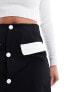 Фото #3 товара In The Style exclusive tailored contrast pocket button through mini skirt co-ord in black