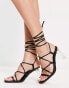 New Look tie leg clear heeled sandals in black