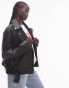 Фото #1 товара Topshop faux leather biker jacket in washed black