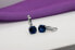 Modern silver earrings with zircons EA427WB