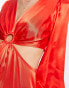 Topshop – Langärmliges Midikleid in Rot mit Ringdetail und Cut-out Красный, 32 - фото #3