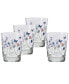 Breezy Floral 15-Ounce Tapered Double Old Fashioned (DOF) Glass, Set of 4