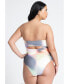 Фото #2 товара Plus Size Strapless Mesh Ruched One Piece - Sunset Glow