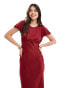 Фото #3 товара Maids to Measure Bridesmaid short sleeve cowl back maxi dress in burgundy