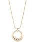 ფოტო #1 პროდუქტის Gold-Tone Pavé Sculpted Circle Pendant Necklace, 16" + 3" extender