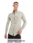 Фото #1 товара ASOS DESIGN slim western denim shirt with contrast stitching in stone