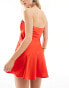 Фото #4 товара ASOS DESIGN Petite bandeau asymmetric bias satin mini dress in red