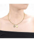 Фото #2 товара Sterling Silver 14k Gold Plated with Cubic Zirconia Double Heart Cable Chain Necklace
