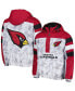 Фото #1 товара Men's White, Cardinal Arizona Cardinals Thursday Night Gridiron Raglan Half-Zip Hooded Jacket