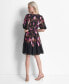 Фото #2 товара Petite Floral Tie-Waist Balloon-Sleeve Dress