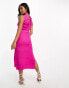 Whistles Petite Maya plisse midi dress in hot pink