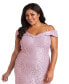 Фото #6 товара Plus Size Off-The-Shoulder Lace Gown