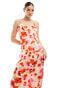 Фото #4 товара Vila satin maxi cami dress in poppy floral print