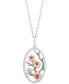 Фото #1 товара Enchanted Disney Fine Jewelry rhodolite Garnet (1/20 ct. t.w.) & Diamond (1/6 ct. t.w.) Mulan Flower Pendant Necklace in Sterling Silver & 14k Rose Gold, 16" + 2" extender