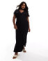 Фото #1 товара ASOS DESIGN Curve v neck with channelled waist maxi dress in black