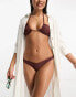 Фото #4 товара Miss Selfridge mix and match circle cut out bandeau bikini top in chocolate