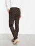 Фото #4 товара ASOS DESIGN skinny wool mix smart trousers in chocolate brown window check