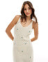 Фото #3 товара YAS knitted cami maxi dress with floral embroidery in white - WHITE