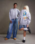 ASOS DESIGN Disney unisex oversized sweatshirt with Donald Duck prints in grey marl