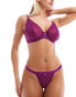 Ivory Rose Clara mesh jacquard tanga thong in purple lila, 40 - фото #3