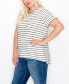 ფოტო #3 პროდუქტის Plus Size Pointelle Stripe Button Back Top