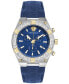 ფოტო #1 პროდუქტის Men's Swiss Chronograph V-Sporty Greca Blue Leather Strap Watch 46mm