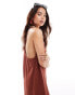 ASOS DESIGN twist back column midi dress in rust