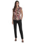 ფოტო #5 პროდუქტის Women's Printed Pleated Cap Sleeve Blouse