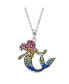 Фото #1 товара Disney the Little Mermaid Ariel Rainbow Crystal Silver Flash Plated Pendant Necklace, 18"