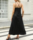 Women's Black Square Neck Dual Strap Maxi Beach Dress